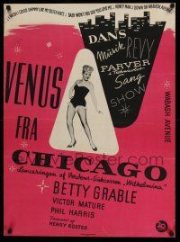 1j845 WABASH AVENUE Danish '51 artwork of Betty Grable & Victor Mature smiling at each other!