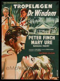 1j848 WINDOM'S WAY Danish '58 romantic artwork of Peter Finch & Mary Ure in the jungle!