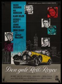 1j849 YELLOW ROLLS-ROYCE Danish '65 Ingrid Bergman, Alain Delon, cool Stilling art of car & stars!