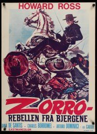 1j850 ZORRO THE REBEL Danish '68 Zorro il ribelle, cool swordfighting action artwork!