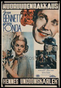1j196 I MET MY LOVE AGAIN Finnish '38 wonderful romantic close up art of Joan Bennett & Henry Fonda!