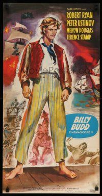 1j026 BILLY BUDD French 16x31 '62 full art of Terence Stamp, mutiny & high seas adventure!