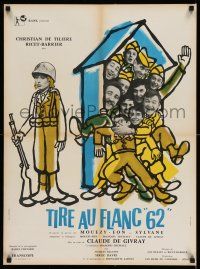 1j030 ARMY GAME French 22x30 '60 Givray & Truffaut, wacky art of top cast by Cabu!