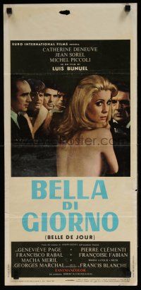 1j126 BELLE DE JOUR Italian locandina '67 Luis Bunuel, close up of sexy Catherine Deneuve!