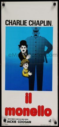 1j142 KID Italian locandina R60s wacky art of Charlie Chaplin & Jackie Coogan!