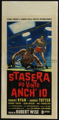 1j156 SET-UP Italian locandina R61 art of fallen boxer Robert Ryan in the ring, Robert Wise!