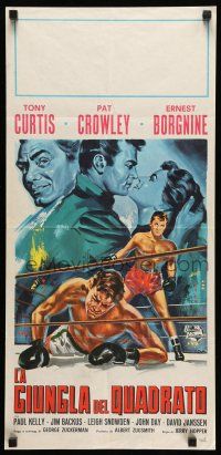 1j160 SQUARE JUNGLE Italian locandina '56 F. Pick art of boxer Tony Curtis, Crowley & Borgnine!