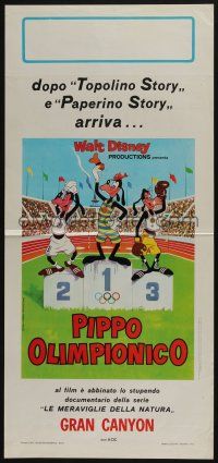 1j162 SUPERSTAR GOOFY Italian locandina '72 Disney, art of Goofy on Olympic podium!