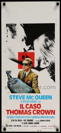 1j164 THOMAS CROWN AFFAIR Italian locandina R73 cool Crovato art of Steve McQueen, Faye Dunaway!