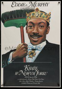 1j385 COMING TO AMERICA Polish 26x38 '89 great artwork of African Prince Eddie Murphy by Walkuski!