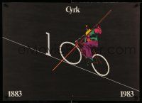 1j388 CYRK Polish 26x37 '83 incredible artwork of bicycle balancing act by Waldemar Swierzy!