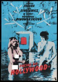 1j460 TRAIN TO HOLLYWOOD Polish 27x38 '87 bizarre art of nude people by H. Piwowarska!