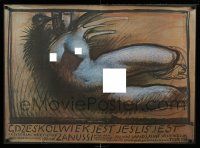 1j467 WHEREVER YOU ARE Polish 26x36 '88 different art of naked woman by F.V.B. Starowieyski!