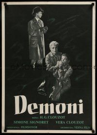 1j549 DIABOLIQUE Yugoslavian 20x28 '55 Simone Signoret & Vera Clouzot in Clouzot's Les Diaboliques!