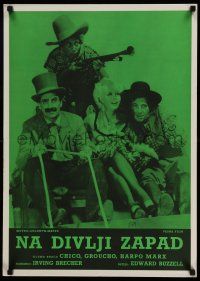 1j557 GO WEST Yugoslavian 20x28 '60s different image of cowboys Groucho, Chico & Harpo Marx!