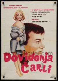 1j558 GOODBYE CHARLIE Yugoslavian 20x28 '64 Tony Curtis, sexy barely-dressed Debbie Reynolds!