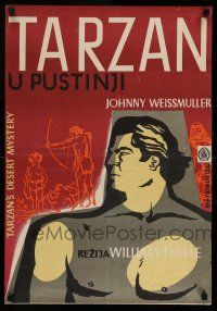 1j525 TARZAN'S DESERT MYSTERY Yugoslavian 19x28 '56 Johnny Weissmuller, Johnny Sheffield & Cheetah