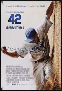 1k014 42 advance DS 1sh '13 baseball, image of Chadwick Boseman as Jackie Robinson sliding home!