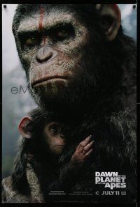 1k169 DAWN OF THE PLANET OF THE APES style B teaser DS 1sh '14 close-up of Caesar w/ his son!
