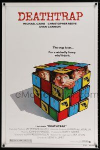 1k173 DEATHTRAP style B 1sh '82 art of Chris Reeve, Michael Caine & Dyan Cannon in Rubik's Cube!