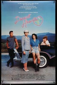 1k181 DESERT HEARTS 1sh '85 directed by Donna Deitch, great image of stars on classic Buick car!