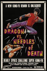 1k196 DRAGON VS NEEDLES OF DEATH 1sh R81 martial arts artwork, a new kung-fu demon is unleashed!