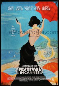 1k245 FESTIVAL IN CANNES 1sh '01 Anouk Aimee, artwork of sexy woman at the beach!