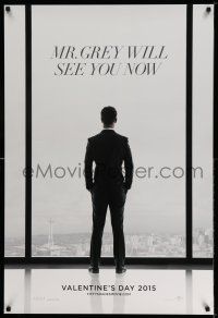 1k249 FIFTY SHADES OF GREY teaser DS 1sh '15 Jamie Dornan in the title role in front of window!