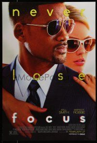 1k253 FOCUS advance DS 1sh '15 cool close up of Will Smith and Margot Robbie in sunglasses!