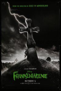 1k256 FRANKENWEENIE October 5 teaser DS 1sh '12 Tim Burton, horror image of wacky graveyard!