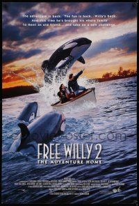 1k258 FREE WILLY 2 advance 1sh '95 Dwight Little directed sequel, The Adventure Home, killer whale!