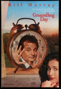 1k297 GROUNDHOG DAY DS 1sh '93 Bill Murray, Andie MacDowell, directed by Harold Ramis!