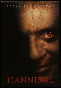1k305 HANNIBAL teaser DS 1sh '00 creepy close up of red-eyed Anthony Hopkins as Dr. Lector!