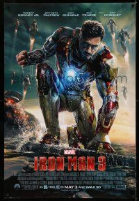 1k385 IRON MAN 3 advance DS 1sh '13 cool image of Robert Downey Jr in title role by ocean!