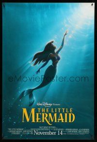 1k454 LITTLE MERMAID advance DS 1sh R97 Disney, Ariel swimming to the surface, art by John Alvin!