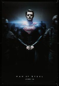 1k486 MAN OF STEEL teaser DS 1sh '13 Henry Cavill in the title role as Superman handcuffed!