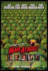 1k492 MARS ATTACKS! int'l advance 1sh '96 directed by Tim Burton, image of wacky brainy aliens!