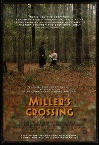 1k513 MILLER'S CROSSING advance 1sh '91 Coen Bros, Gabriel Byrne & John Turturro in forest!