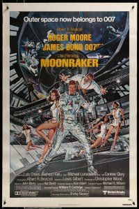 1k529 MOONRAKER 1sh '79 art of Roger Moore as Bond in space by Goozee!