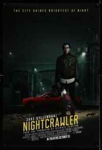1k554 NIGHTCRAWLER advance DS 1sh '14 cool image of Jake Gyllenhaal with camera and sports car!