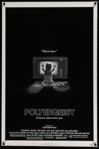 1k596 POLTERGEIST style B 1sh '82 Tobe Hooper, classic, they're here, Heather O'Rourke by TV!