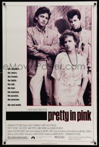 1k601 PRETTY IN PINK 1sh '86 great portrait of Molly Ringwald, Andrew McCarthy & Jon Cryer!