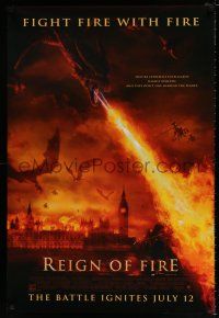 1k629 REIGN OF FIRE advance DS 1sh '02 Christian Bale & Matthew McConaughey battle dragons!