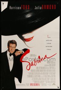 1k652 SABRINA advance 1sh '95 suave Harrison Ford in tuxedo, sexy Julia Ormond in hat!
