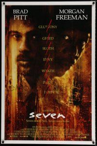 1k671 SEVEN DS 1sh '95 David Fincher, Morgan Freeman, Brad Pitt, deadly sins!
