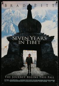1k673 SEVEN YEARS IN TIBET advance DS 1sh '97 adventurer Brad Pitt, Jean-Jacques Annaud!
