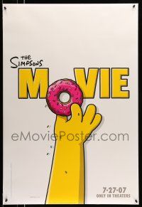 1k687 SIMPSONS MOVIE style A advance DS 1sh '07 classic Groening art of Homer Simpson w/donut!