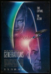 1k725 STAR TREK: GENERATIONS int'l advance DS 1sh '94 Stewart as Picard & Shatner as Kirk, 2captains