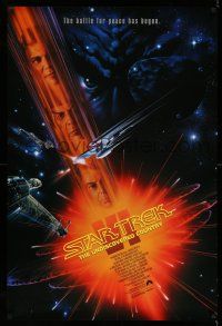 1k720 STAR TREK VI 1sh '91 William Shatner, Leonard Nimoy, art by John Alvin!