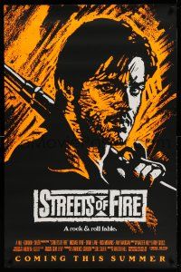 1k738 STREETS OF FIRE advance 1sh '84 Walter Hill, cool orange dayglo Riehm art!